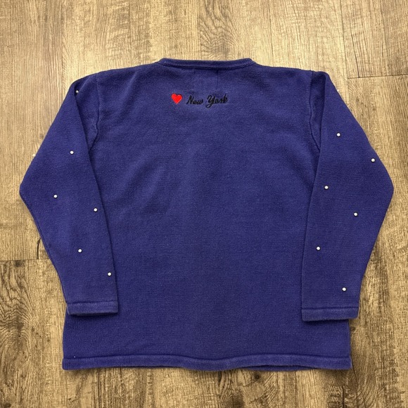 Vintage Storybook Knits New York City Statue Of Liberty Cardigan Sweater Sz L - Picture 2 of 6